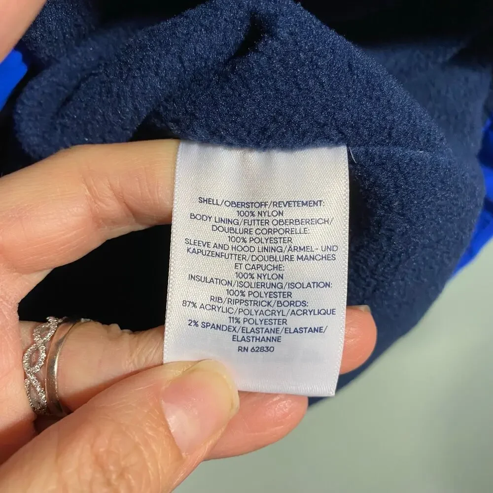 Lands' End Youth Blue Fleece Lined Nylon Squall Jacket Size M (10-12)